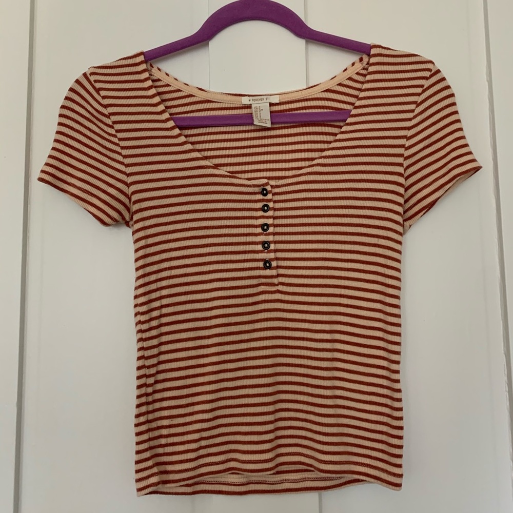 Cropped Striped Shirt with Buttons